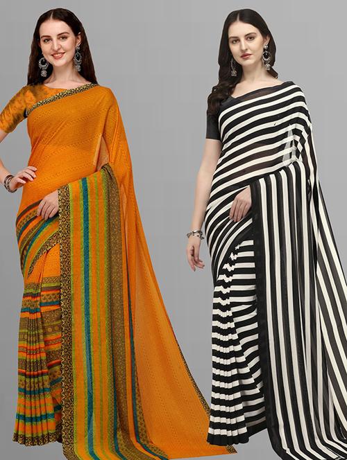 women pack of 2 casual wear combo saree with blouse - 21446512 - Very Small Image - 1