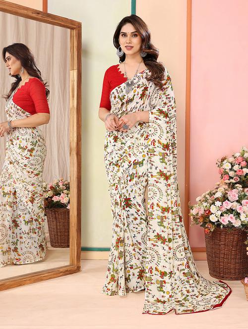 women printed casual wear saree with blouse - 21446523 - Very Small Image - 1