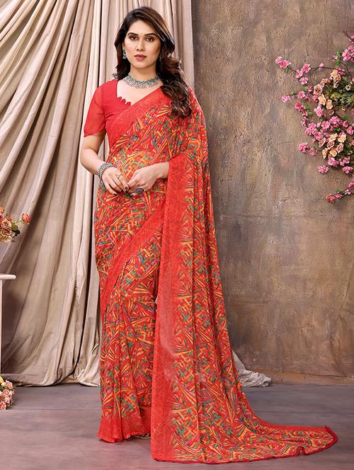 women printed casual wear saree with blouse - 21446547 - Very Small Image - 1