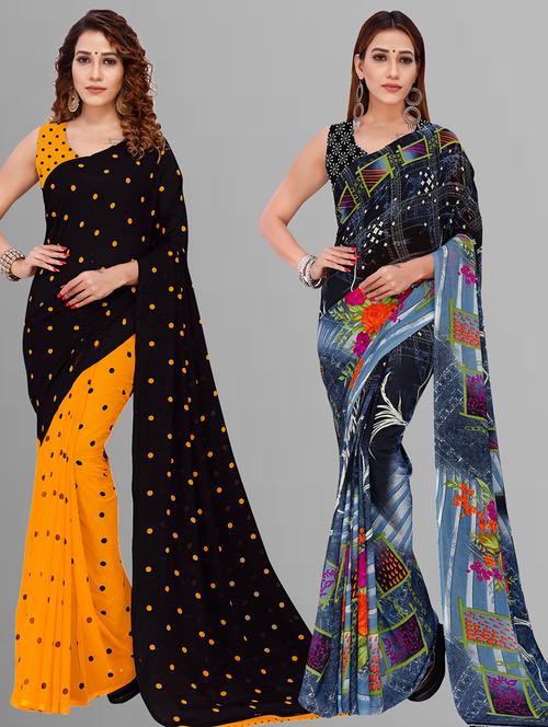 pack of 2 casual wear sarees with blouse - 21446571 - Very Small Image - 1