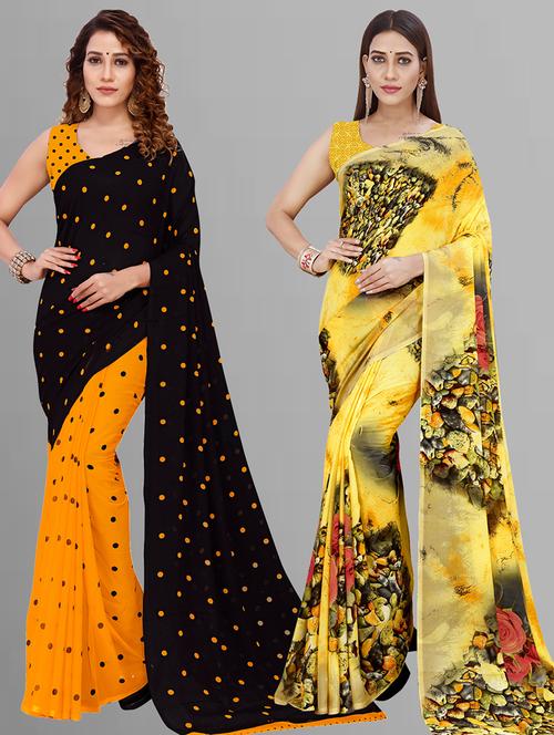 pack of 2 casual wear combo sarees with blouse - 21446573 - Very Small Image - 1