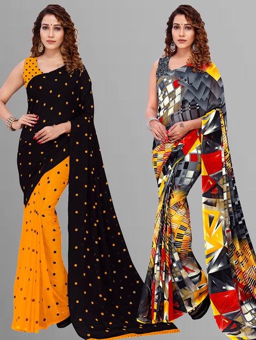women pack of 2 casual wear combo sarees with blouse - 21446574 - Very Small Image - 1