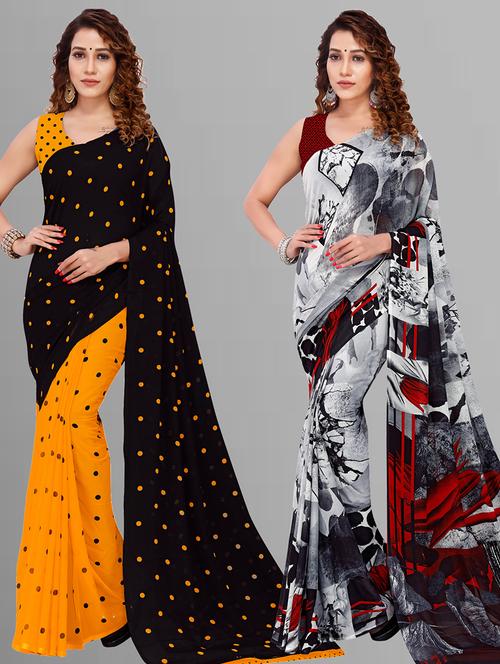 pack of 2 casual wear sarees with blouse - 21446575 - Very Small Image - 1