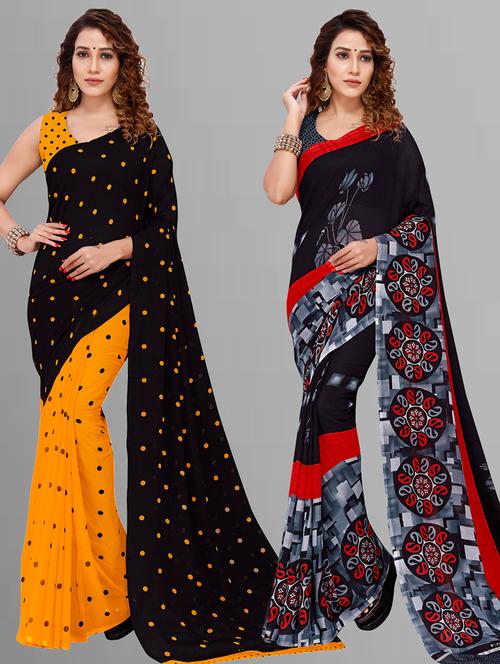 women pack of 2 casual wear combo sarees with blouse - 21446576 - Very Small Image - 1
