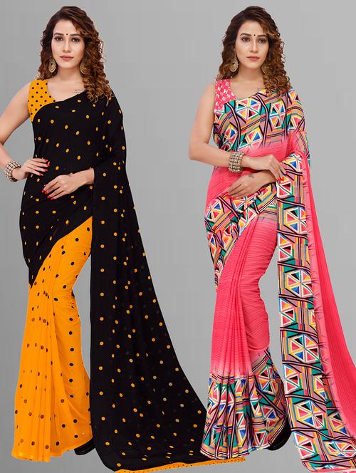 women pack of 2 casual wear combo saree with blouse - 21446577 - Very Small Image - 1