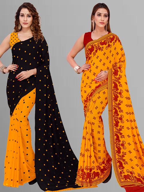 women pack of 2 casual wear combo sarees with blouse - 21446578 - Very Small Image - 1