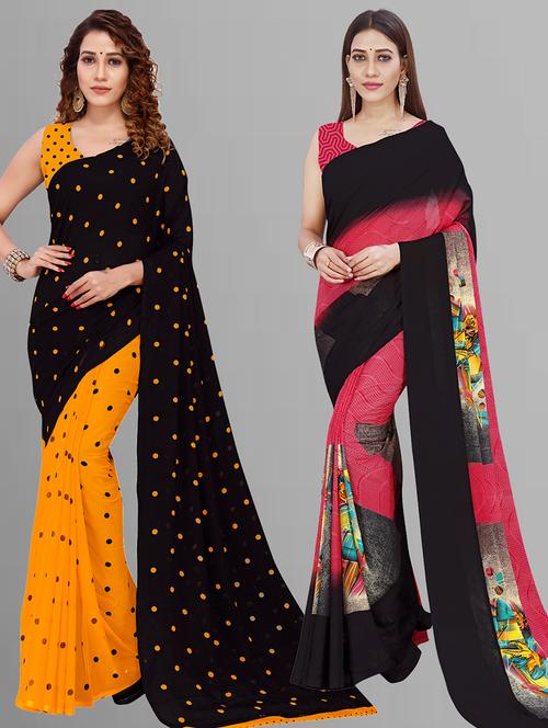 pack of 2 casual wear sarees with blouse - 21446582 - Very Small Image - 1