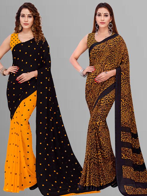 women pack of 2 casual wear combo sarees with blouse - 21446584 - Very Small Image - 1