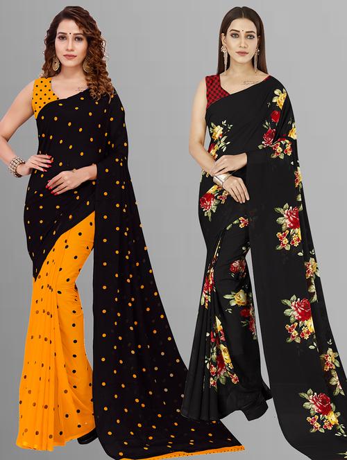 women pack of 2 casual wear combo sarees with blouse - 21446585 - Very Small Image - 1