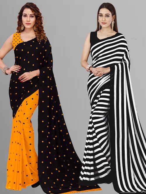 pack of 2 casual wear combo sarees with blouse - 21446587 - Very Small Image - 1