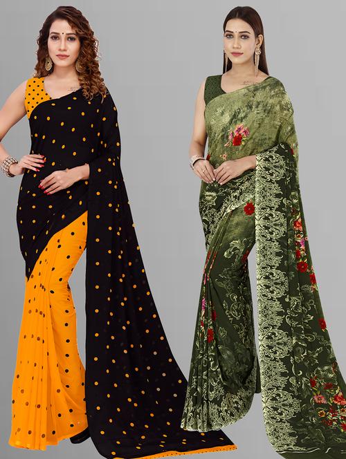 pack of 2 casual wear sarees with blouse - 21446588 - Very Small Image - 1