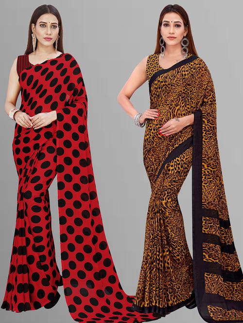 women pack of 2 casual wear combo saree with blouse - 21446591 - Very Small Image - 1