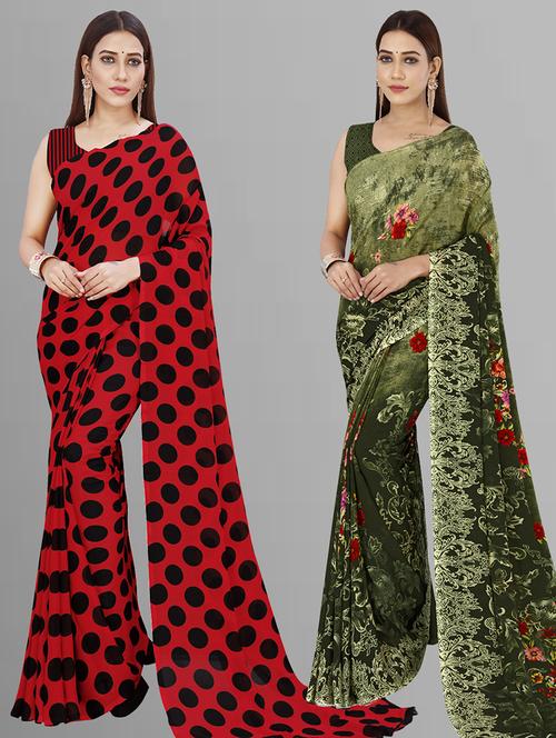 women pack of 2 casual wear combo saree with blouse - 21446594 - Very Small Image - 1