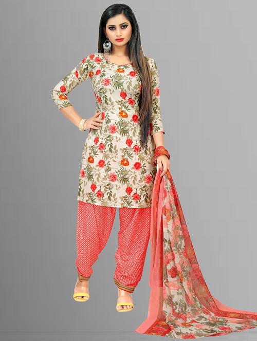 women white & pink unstitched suit - 21447407 - Very Small Image - 1