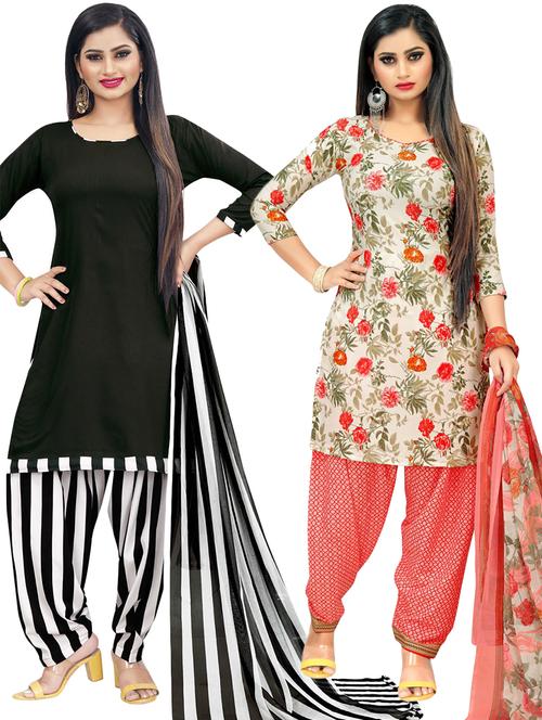 multi colored crepe unstitched suit - 21449797 - Very Small Image - 1