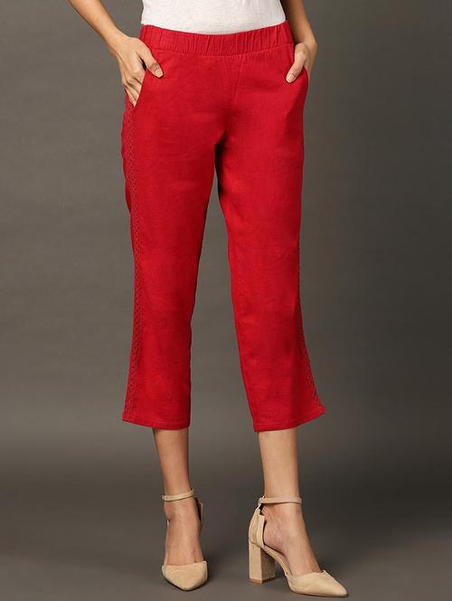 women red cotton culottes - 21450357 - Very Small Image - 1