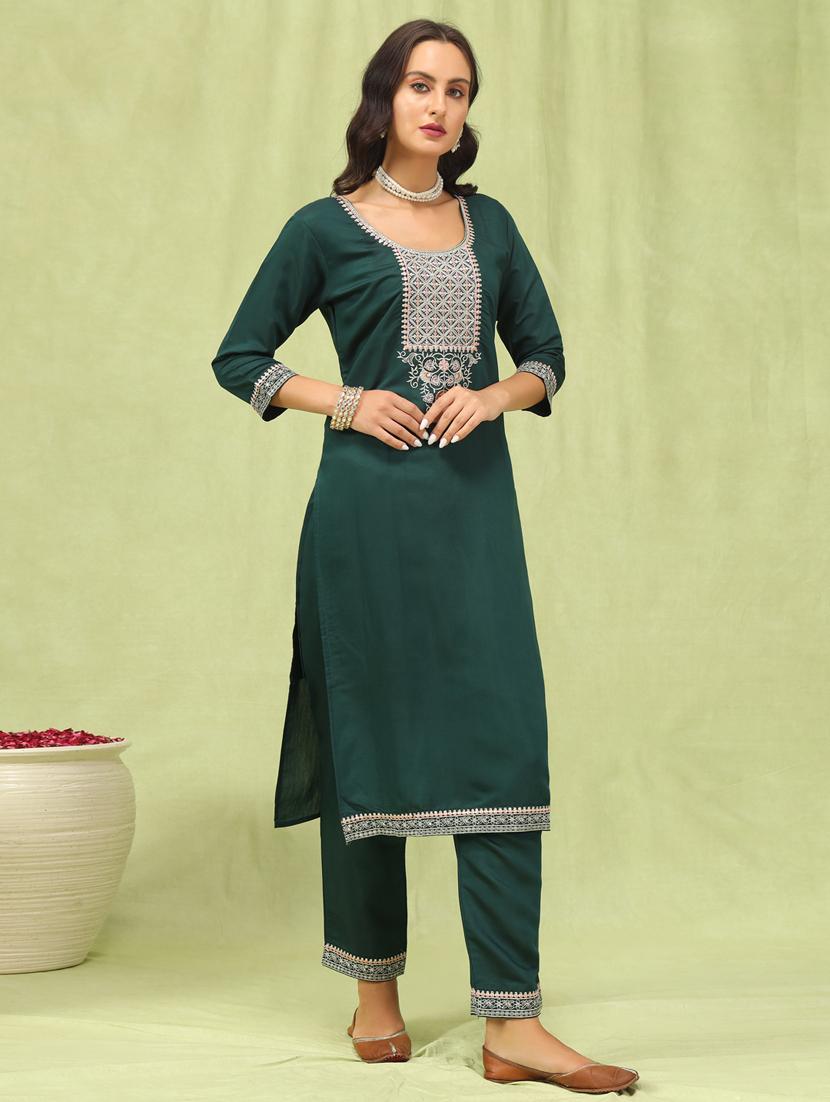 women green kurta dupatta set - 21450897 - Zoom Image - 1