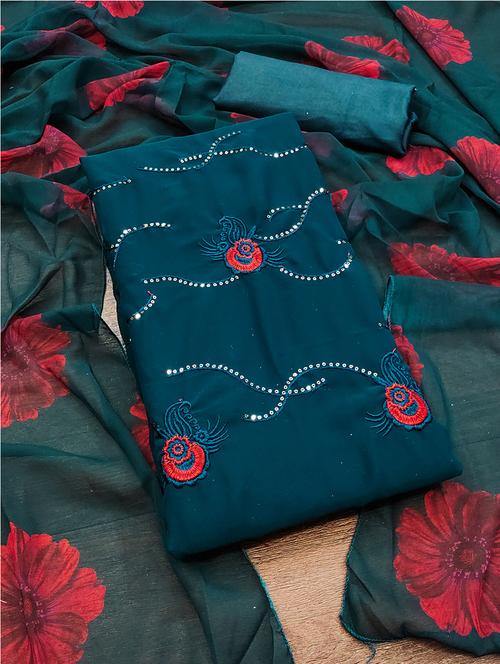 embroidered unstitched suit set - 21451225 - Very Small Image - 1