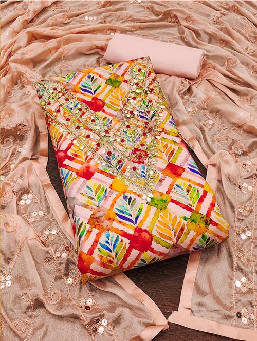 printed unstitched suit set - 21451237 - Very Small Image - 1