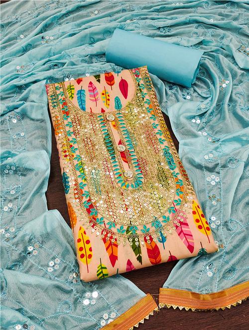 printed unstitched suit set - 21451242 - Very Small Image - 1