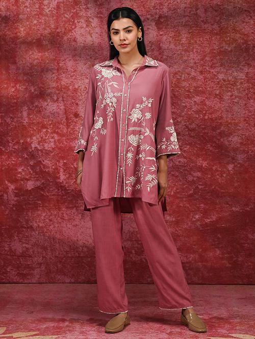 women pink embroidered co-ord set - 21451484 - Very Small Image - 1