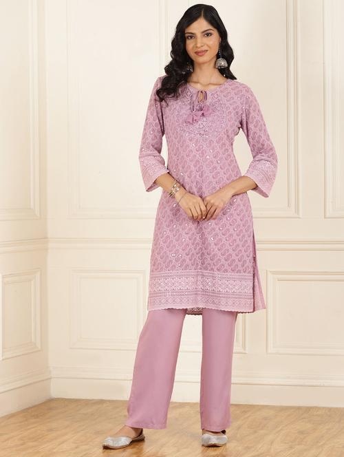 women embroidered kurta pant set - 21451877 - Very Small Image - 1