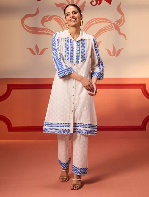 women off white kurta pant set - 21451896 - Very Small Image - 1