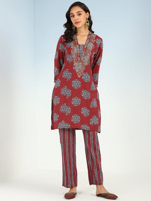 women printed kurta pant set - 21451924 - Very Small Image - 1