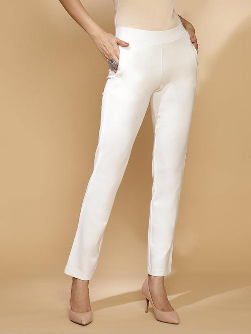 women solid flat front trouser - 21451941 - Very Small Image - 1