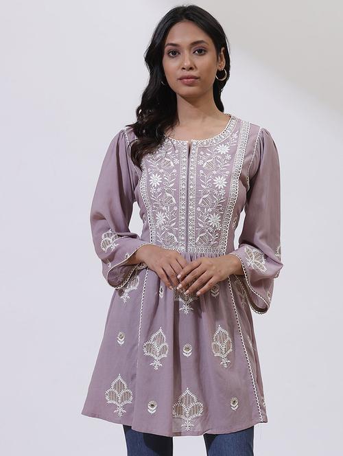 lavender embroidered cotton tunic - 21451986 - Very Small Image - 1