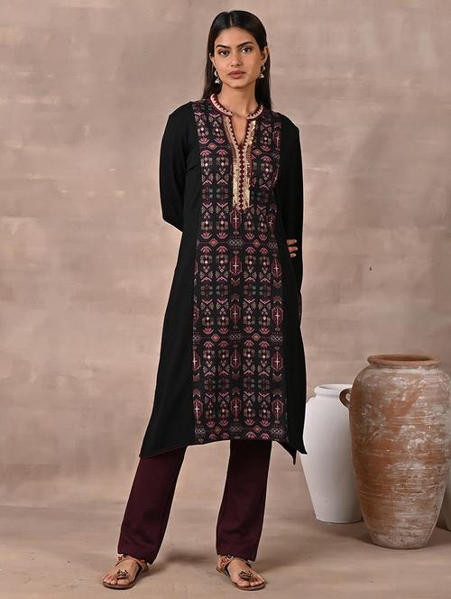 women black cotton a-line kurta - 21452119 - Very Small Image - 1
