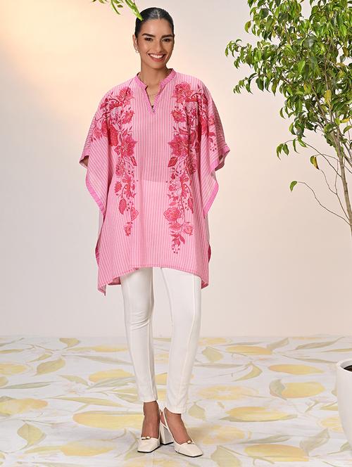 women pink georgette regular kaftan - 21452352 - Very Small Image - 1