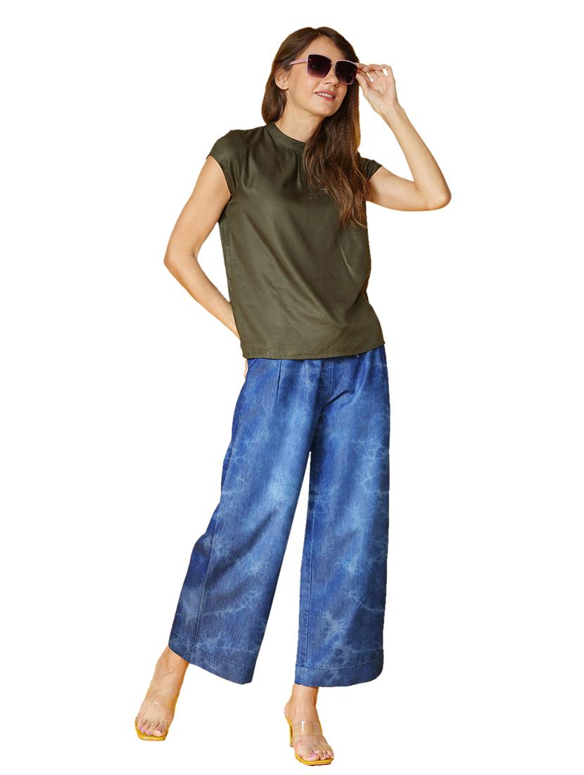 women mid-rise tie & dye denim palazzo - 21454633 - Zoom Image - 5