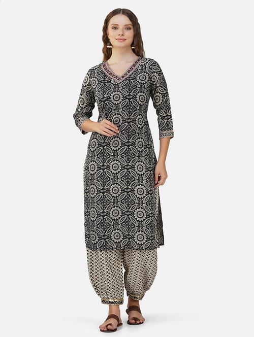 women black printed kurta salwar set - 21454697 - Very Small Image - 1