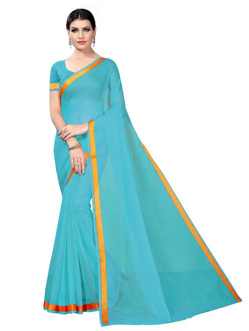women solid light blue saree with blouse - 21455059 - Very Small Image - 1