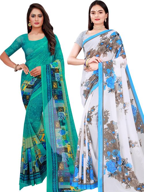 women pack of 2 casual wear combo sarees with blouse - 21455092 - Very Small Image - 1