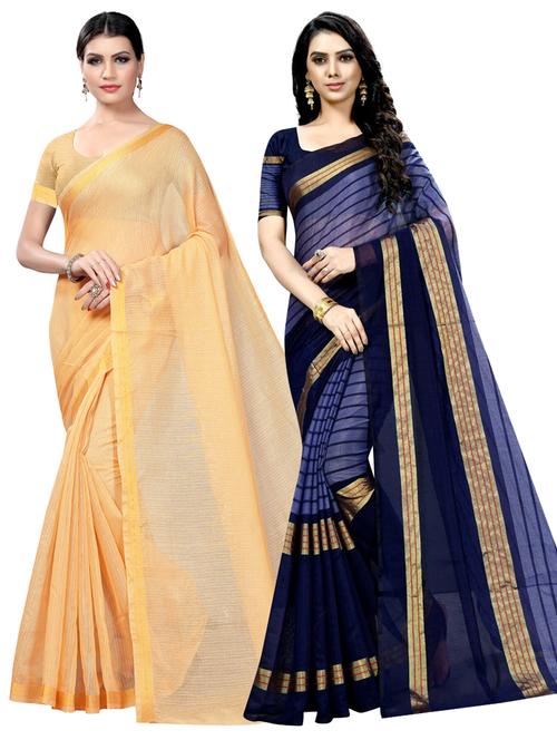 women pack of 2 casual wear sarees with blouse - 21455112 - Very Small Image - 1