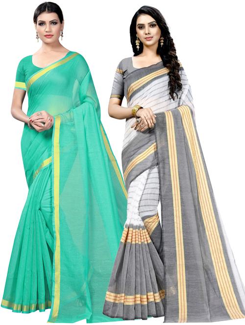 pack of 2 casual wear combo sarees with blouse - 21455199 - Very Small Image - 1