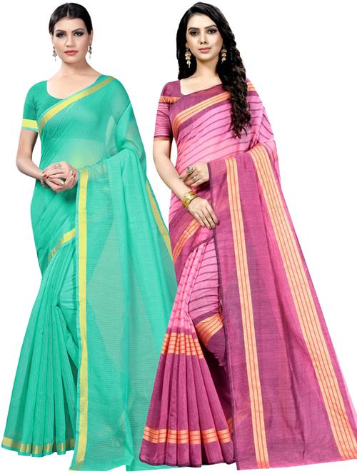 pack of 2 casual wear combo sarees with blouse - 21455368 - Very Small Image - 1