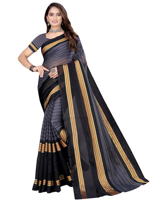 women black printed saree with blouse - 21455433 - Very Small Image - 1