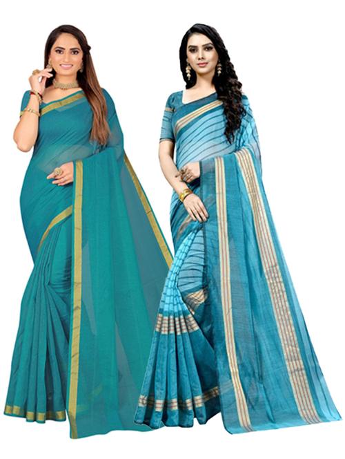 pack of 2 casual wear combo sarees with blouse - 21455524 - Very Small Image - 1
