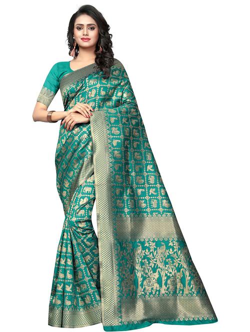 women self design banarasi saree with blouse - 21455531 - Very Small Image - 1