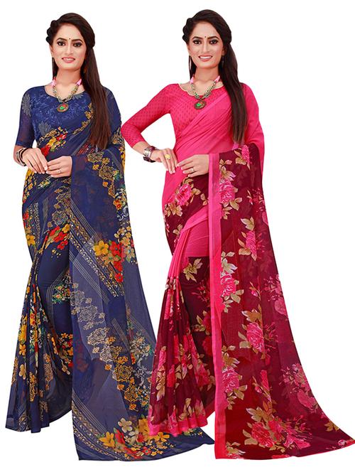 women pack of 2 casual wear combo sarees - 21455565 - Very Small Image - 1