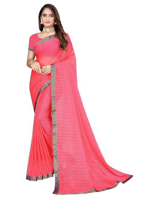 women pink bordered saree - 21455585 - Very Small Image - 1