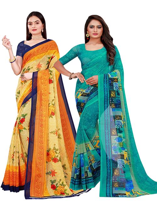 women pack of 2 casual wear combo sarees with blouse - 21455638 - Very Small Image - 1