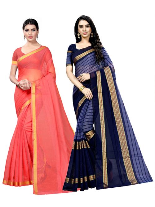 pack of 2 casual wear combo sarees with blouse - 21455658 - Very Small Image - 1