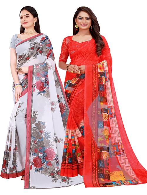 women pack of 2 casual wear combo sarees with blouse - 21455680 - Very Small Image - 1