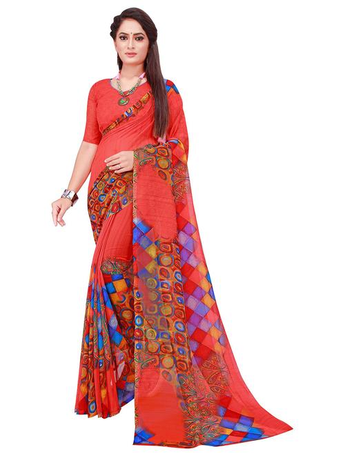 women printed casual wear saree with blouse - 21455701 - Very Small Image - 1
