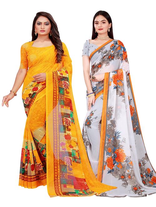 women pack of 2 casual wear combo sarees with blouse - 21455705 - Very Small Image - 1