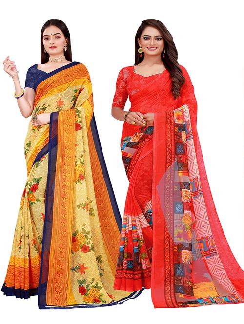 women pack of 2 casual wear combo sarees - 21455711 - Very Small Image - 1
